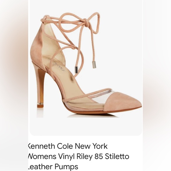 KENNETH COLE RILEY 85 BEIGE SUEDE w/ translucent vinyl panels lace up PUMPS. 8.5 - Picture 3 of 9